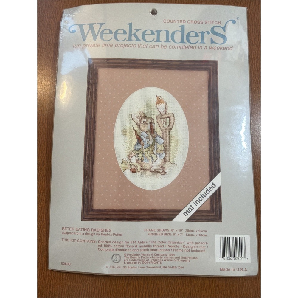 Vtg JCA Weekenders Counted Cross Stitch Kit Peter Rabbit 02800 Beatrix Potter